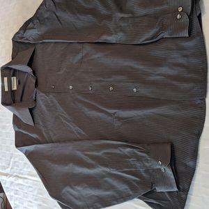 Van Heusen Satin Stripe Dark Gray Dress Shirt 18 36/37